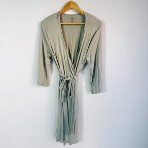 CADEN LANE BAMBOO Stretch WRAP ROBE Dress ONE SIZE 3/4 SLEEVE Sage GREEN